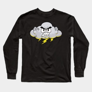 Angry Cloud with Lightning Thunderstorm Weather Long Sleeve T-Shirt